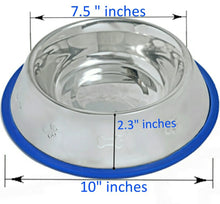 Load image into Gallery viewer, Etched Stainless Steel Dog Bowls with Blue Silicone Base
