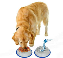 Load image into Gallery viewer, Etched Stainless Steel Dog Bowls with Blue Silicone Base

