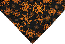 Load image into Gallery viewer, Halloween Dog Bandanas Pumpkin And Spider Web Bibs Triangle Reversible Fall Pet Scarf Premium Durable Fabric Adjustable Fit
