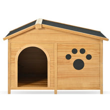 Load image into Gallery viewer, 48 Wooden Dog House Outdoor With Porch, Dog Kennel With Water-Resistant Asphalt Roof And Fencing,Indoor &amp; Outdoor Dog Crate With Paw Print, Medium, Nature
