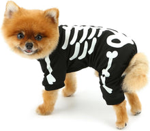 Load image into Gallery viewer, Halloween Dog Costumes For Small Dog Glow In The Dark Skeleton Pet Jumpsuit Skull Puppy Pajamas Breathable Stretchy Halloween Holiday Cosplay Party Apparel

