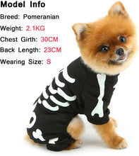 Load image into Gallery viewer, Halloween Dog Costumes For Small Dog Glow In The Dark Skeleton Pet Jumpsuit Skull Puppy Pajamas Breathable Stretchy Halloween Holiday Cosplay Party Apparel
